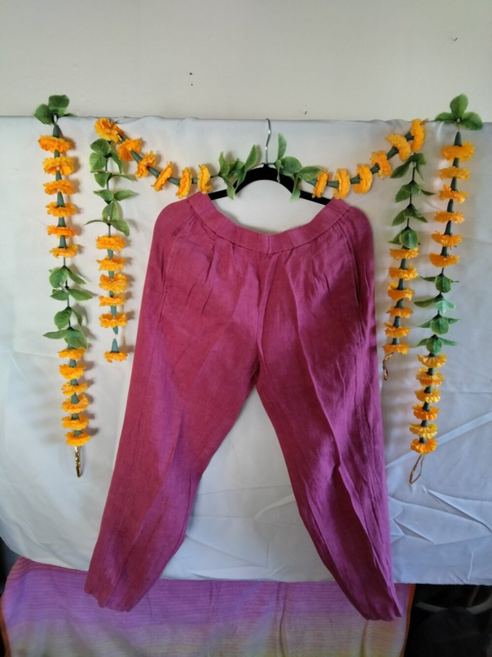 Eileen Fisher Geranium Lantern Linen Pants - Small